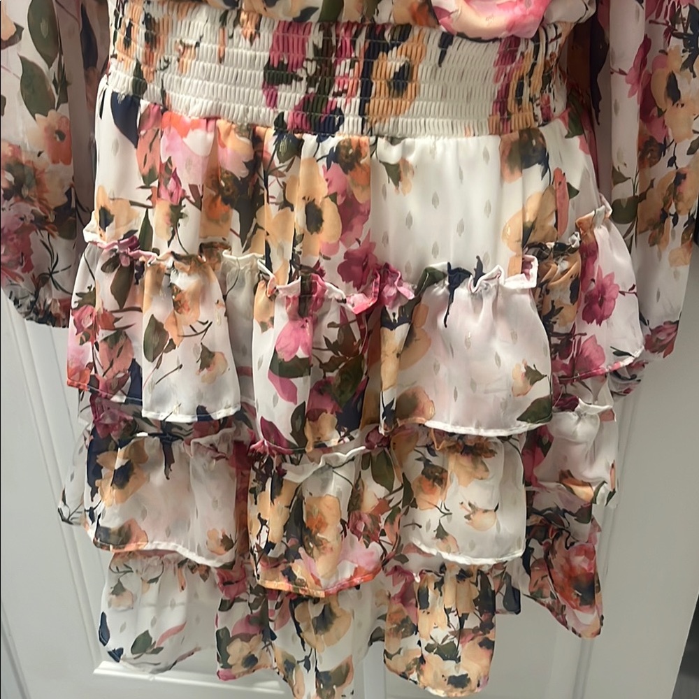 Floral V-Neck Ruffle Top - Picture 3 of 5